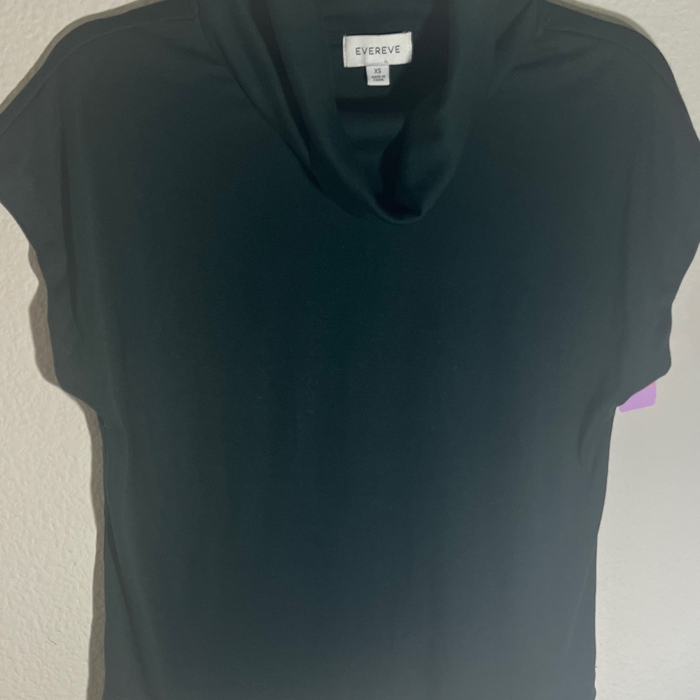 Evereve Dark Green Short Sleeve Cowl Neck Sweater - Picture 3 of 13